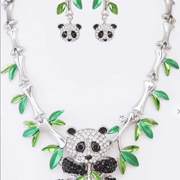 Baby Panda Bear Necklace Set (Silver) - Picture 1 of 3